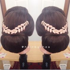 Low sleek bun  @pinkorchidstudio 'Round' Hair padding  @bombayhair hair extensions in 'chestnut' by hairbyrhea Low Sleek Bun, Hair Padding, Sleek Bun, Chestnut, Bobby Pins, Hair Extensions, Hair Accessories, Sleek, Instagram Post