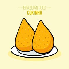 two pieces of food on a plate with the words brazilian food coxhna