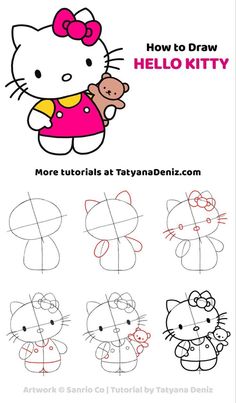 how to draw hello kitty step by step instructions for kids and beginners with pictures