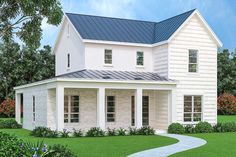 this is an artist's rendering of the modern farmhouse style house plans for small homes