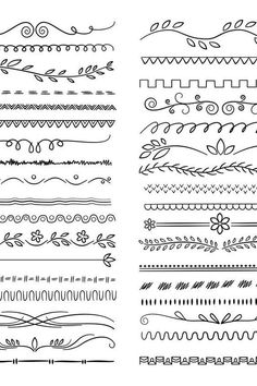 bbed  Hand-drawn floral dividers Floral Dividers, Hand Drawn Borders, Drawn Borders, Scrapbook Fonts, Text Dividers, Doodle Borders, Zentangle Artwork, Bullet Journal Diy, Creative Lettering