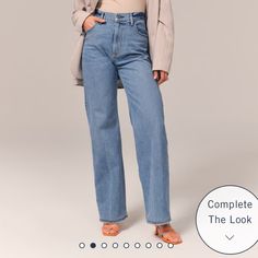 On-Trend 90's-Style High Rise Relaxed Jeans, That Are Slim At The Top With A Wider Leg Shape, Featuring A Full-Length Leg, Medium Wash And Frayed Hem. Imported. These Are In The Long Length With A 33” Inseam. Body:99% Cotton, 1% Elastane To Avoid Color Transfer, Wash Before Wear, Turn Garment Inside Out Machine Wash Cold, With Like Colors Do Not Bleach Tumble Dry Low Warm Iron If Needed Wash Is Medium Blue Pants For Everyday Fall Wear, Blue Straight Hem Bottoms For Fall, Fall Blue Bottoms With Straight Hem, Retro Bottoms With Straight Hem For Spring, Retro Spring Bottoms With Straight Hem, Tan Linen Pants, Neutral Pants, Chambray Pants, Linen Drawstring Pants