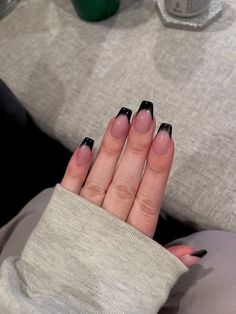 Square French Tip Acrylic Nails, Black Nails Aesthetic, How To Strengthen Nails, Square French Tip, Nail Colors And Designs, Strengthen Nails, Nails Healthy, Square French, Tapered Square Nails