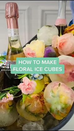 flowers and ice cubes in a bowl with the words how to make floral ice cubes