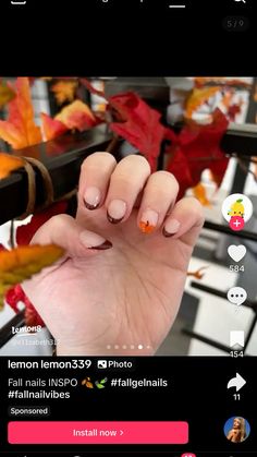 Fall Nails For Short Nails Easy, Short Fall Nails Pumpkin, Fall Acrylic Nails Autumn Coffin Short, Fall Vibe Nails Short, French Tips Fall Colors, Fall Almond Nails Pumpkin, Simple Fall Nails Autumn French Tip, Simple Fall Nails Short Acrylic, Cute Thanksgiving Nails Short