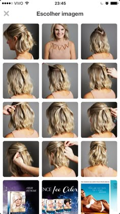 Passo a passo para cabelos curtos Ponytail Bridesmaid, Updo Bridesmaid, Updo Tutorial, Hairstyles Ponytail, Shoulder Hair, Hair Bridesmaid, Bridesmaid Hair Down, Bridesmaid Hair Short, Pinterest Hair