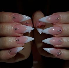 Stiletto Nail Ideas, French Stiletto, Long Nail Art, Vintage Nails, Goth Nails, Nail Candy, French Nail Designs, French Nail, Colorful Nail Designs