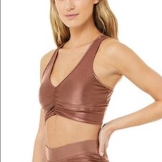 Alo Yoga Metallic Scrunch Front Sports Bra Top. Size: Small Like New, Was A Size Too Big. Sports Bra Top, Yoga Bra, Bra Top, Alo Yoga, Sports Bras, Bra Tops, Women's Intimates, Sports Bra, Like New