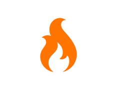 an orange fire logo on a white background