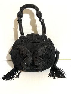 (eBay) Find many great new & used options and get the best deals for mary frances bag Black woven beaded butterfly handle handed at the best online prices at eBay! Free shipping for many products! Mary Frances Bags, Beaded Butterfly, Black Weave, Mary Frances, Beaded Handbag, Black Butterfly, Vintage Black, Ebay Finds, Tassels