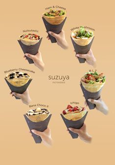 Japanese Crepes Santa Monica Crepes, Crepe Menu Ideas, Crepe Business Ideas, Japanese Crepes Aesthetic, Japanese Crepes Recipe, Crepe Flavors, Japanese Waffles, Crepe Board, Crepe Catering