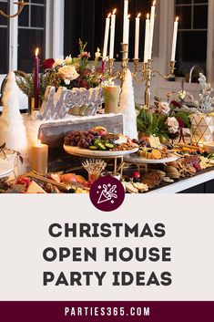 a christmas open house party with candles and food