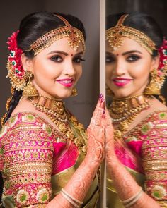 31 Unique Mathapatti Designs That Are Going Viral on Instagram | ShaadiSaga Brides Saree, Bridal Eye Makeup, Tamil Wedding, Indian Brides, Glamorous Makeup, Makeup Wedding