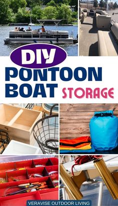 DIY Pontoon Boat Storage Ideas Houseboat Storage Ideas, Pontoon Boat Accessories Diy, Pontoon Hacks, Pontoon Boat Makeover Diy, Boat Organization Ideas, Boat Storage Ideas, Diy Pontoon Boat, Pontoon Boat Ideas