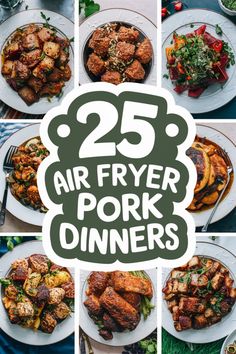 the 25 air fryer pork dinners are on plates