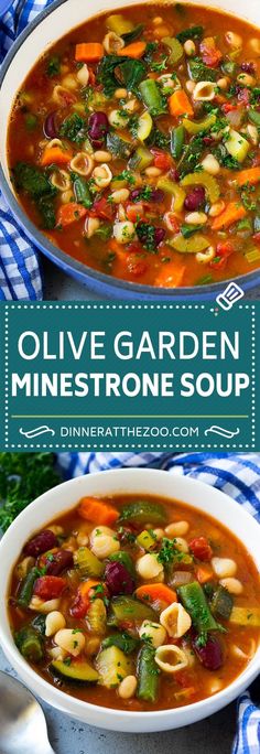 two bowls of olive garden minestone soup