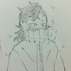 a drawing of a person wearing a face mask