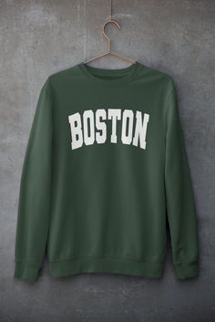 Are you a lover of Boston? Looking for the perfect way to show your pride for Beantown? This Unisex college-style crew neck sweatshirt, celebrating Boston, is sure to resonate with locals, expats, and fans of the city. The perfect gift for family and friends who embrace Boston's unique charm, whether it's the Freedom Trail, Fenway Park, or the vibrant neighborhoods that make Boston one of a kind! - All sizes are Unisex - Printed in USA - 50% cotton, 50% polyester - Pre-shrunk - 1x1 athletic rib- Freedom Trail, Basketball Sweatshirts, College T Shirts, Fenway Park, College Sweatshirt, College Style, Custom Sweatshirts, Funny Sweatshirts, College Fashion