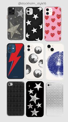 iphone cases with different designs on them and the same phone case is shown in various colors