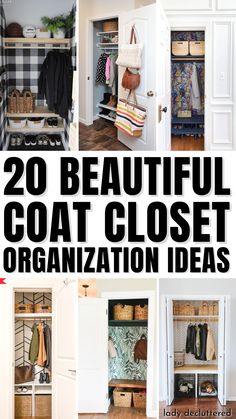 20 Beautiful Coat Closet Organization Ideas Coat Closet Organization Ideas, Front Closet Makeover, Entry Closet Makeover, Entry Closet Ideas, Entry Closet Organization, Hall Closet Organization