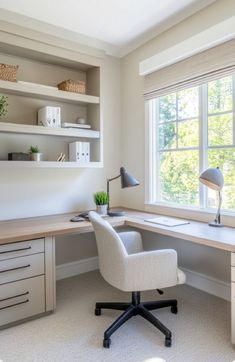 Loft Study Room, Home Office Simple, Bedroom And Study Room Design, Corner Built In Desk, Home Office Corner Desk Ideas, Teen Desk Ideas, Work From Home Set Up, Study Desk Ideas, Home Office Basement