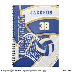 a spiral notebook with an image of a volleyball on it