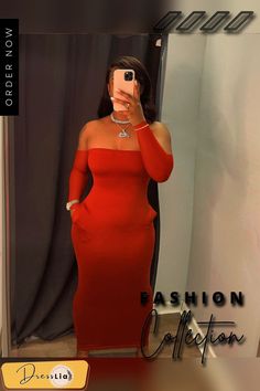 Elegant Slash Neck Long Sleeve Bodycon Dresses Dresses Nightclub, Women Dress Online, Pocket Maxi Dress, Designer Party Dresses, Flare Sleeve Dress, Designer Evening Dresses, Dress Stores Online, Solid Color Dress, Dresses By Length