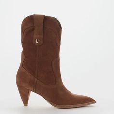 Thelma Boot In Tobacco Suede - Larroude Western Boots With Sculpted Heel For Fall, Western Style Mid-calf Boots With Reinforced Heel For Workwear, Pointed Toe Heeled Boots With Reinforced Heel For Ranch, Western High Heeled Boots With Reinforced Heel, Western Style Heeled Boots With Reinforced Heel For Work, Western Style Heeled Boots For Work With Reinforced Heel, Western Style Mid-calf Boots With Pointed Toe For Work, Western Heeled Boots With Reinforced Heel For Work, Pointed Toe Mid-calf Boots With Reinforced Heel For Rodeo