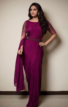 Saree With Belt, Saree Wearing Styles, Keerthy Suresh, Indian Salwar Kameez, Indian Saree Blouses Designs, Silk Saree Blouse Designs, Blouse Designs Silk, Indian Fashion Saree, Saree Blouse Designs Latest