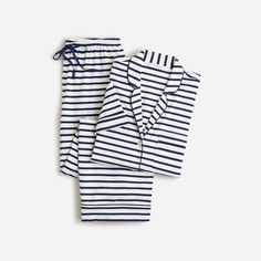 Short-sleeve pajama pant set in striped dreamy cotton blend Striped Cotton Short Sleeve Sleepwear, Cotton Sleepwear With Vertical Stripes For Loungewear, 2024 List, Cute Pajama Set, 100 Dresses, Thrift Wishlist, Hair Wrap Scarf, Cute Pajama Sets, Cute Pajamas