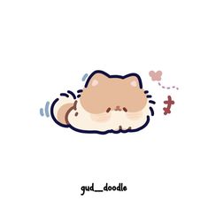 a cartoon cat sleeping on its back with the caption gud doodle