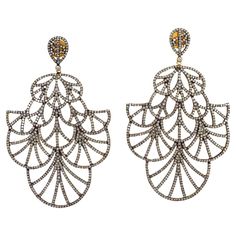 18kt:1.37gms, Diamond:8.46Cts, Silver:24.044gms Size: 78X49MM" Evening Diamond Chandelier Earrings, Fine Jewelry Diamond Chandelier Earrings, Diamond Chandelier Earrings For Pierced Ears, Luxury Hallmarked Pear-shaped Diamond Earrings, Dazzling Diamond Pierced Earrings, Formal Yellow Gold Diamond Chandelier Earrings, Exquisite Diamond Chandelier Earrings In Gold, Hand-set Diamond Dangle Earrings For Evening, Luxury Rose Cut Drop Diamond Earrings