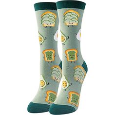 AVOCADO SOCKSAvocado socks women. These fun avocado toast socks let you take your favorite snack with you on the go! Being an avocado means you're smooth, hip and whenever you see toast, you are on top of it!SIZE & PACKINGFruit socks. Socks size 8 -13 fit for women shoe size 6 - 12; 1 pair comes in each plastic zippered bag.QUALITY MATERIALThese fruit socks for women use 80% cotton, 17% polyamide, 3% spandex to ensure our avocado socks are soft, high quality material provides moisture wickin Avocado Gifts, Fruit Socks, Donut Socks, Avocado Socks, Pineapple Socks, Taco Gifts, Pickle Gifts, Socks Gifts, Silly Socks