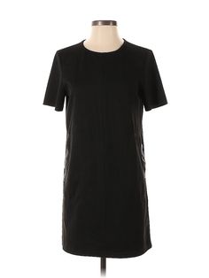 Zara Casual Dress Size: Small Black Dresses - used. No Fabric Content, Sheath, Crew Neck, Solid, Short, Short Sleeve | Zara Casual Dress - Sheath: Black Solid Dresses - Used - Size Small Cheap Zara Mini Dress For Work, Black Casual Dress, Dress Sheath, Black Dresses Casual, Solid Dress, Black Dresses, Black Solid, Zara Black, Black Casual