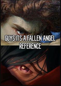 two pictures with the words guys it's a fallen angel reference