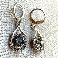 1.3” Drops Elegant Gray Rhinestones Silver Clasp Closure Brand New Sunflower Black And White, Teardrop Pearl Earrings, Black And White Earrings, Blue Dangle Earrings, Vintage Style Earrings, Mismatched Earrings, Freshwater Pearls Earrings, Party Earrings, Knot Earrings