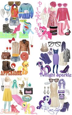 a collage of different types of clothes and accessories for girls with the words twilight sparkle