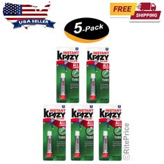 Title: Krazy Glue Instant strong Super Glue Adhesive crazy fast Tube All Purpose  Instant Repair 0.07oz. Tube- (5 Pack) - New - Free Shipping Specification: - BrandKrazy Glue - MaterialPlastic - Compatible Material: Wood, Glass, Ceramic, Plastic, Rubber - Item FormPaste - ColorClear Feature: > 100% brand new Elmer's Krazy glue. > Super glue all purpose instant repair One Drop Applicator. > Works great on any surface such as ceramic, plastic, wood, glass,   porcelain, metal, leather and more. > Stay fresh container. > Each tube containers 0.07 oz or 2 g. Description: This Krazy Glue is the perfect solution for all your bonding needs. With a fast-drying formula, this multi-purpose glue provides an instant and strong hold that lasts. The white finish and non-handmade design make it suitable f How To Remove Glue, Cute School Stationary, Flavored Lip Balm, Plastic Wood, Strongest Glue, Adhesive Glue, One Drop, Stay Fresh, Super Glue