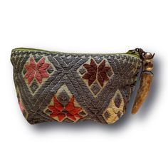 "Handmade, embroidered mini pouch from Mexico. Fully lined with zip closure. Artisan-created sterling, antler and leather pull. 5\" x 3\" x 1.5\"" Traditional Pouch Coin Purse For Everyday Use, Traditional Everyday Coin Purse Pouch, Mini Pouch, Small Pouch, Mini Pouches, Small Pouches, Happy Heart, Coin Purses, Leather Pulls