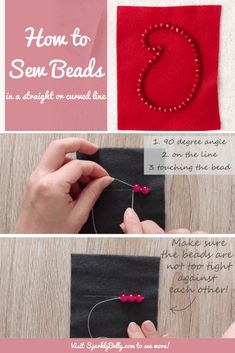 how to sew beads in a straight or curved line - step by step instructions