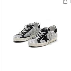 Very Good Condition Worn Just A Few Times Silver Golden Goose, Black Golden Goose, Golden Goose Silver, Shoes Golden Goose, Goose Shoes, Golden Goose Shoes, Black Star, Golden Goose, Golden Goose Sneaker