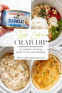 slow cooker crab dip recipe with text overlay