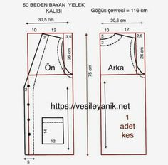 an image of a sewing pattern with measurements for the top and bottom half of it