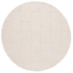 a round rug with white squares on it