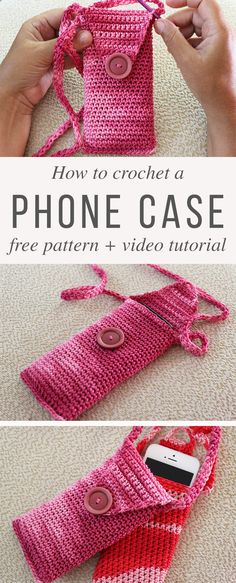 the phone case is crocheted and has buttons on it, but not in use