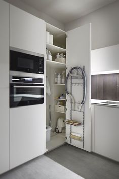 the kitchen is clean and ready to be used as a storage area for cooking utensils