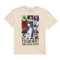 taylor swift tour t - shirt in white with images of taylor swift on the front