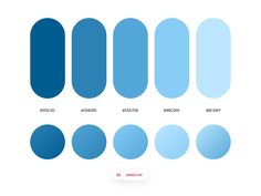 the different shades of blue are shown in this graphic design tool sheet, which includes oval shapes and rectangles