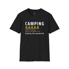 Gear up for your next adventure with our Camping 5 out of 5 Stars Funny T-Shirt! This playful tee is the perfect blend of humor and passion for the great outdoors, making it an ideal choice for campers, nature lovers, and outdoor enthusiasts alike. *  Humorous Design: Featuring a witty graphic that showcases your love for camping, this shirt is sure to spark smiles and conversations around the campfire. *  Material: Made from a soft, breathable cotton for all-day comfort, whether you're hiking, fishing, or just relaxing in the great outdoors. *  Fit: Available in unisex sizes to ensure a comfortable and flattering fit for everyone, making it a versatile addition to any wardrobe. *  Durability: High-quality printing ensures that the vibrant design stays intact, wash after wash, so you can w Gift For Campers, Gifts For Campers, Outdoor Lover, Just Relax, Vibrant Design, Funny T Shirt, Adventure Awaits, Fantastic Gifts, Nature Lovers