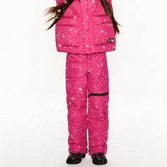 Windproof And Water Repellent Padded Pants With Elastic Waistband And Snap Button Closure. Zip Closure Pockets At Legs. Side Vents At Hem With Over-The-Boot Cuffed Hems. Fuchsia | 0562/610 Brand New Size 6 Yrs Old 116 Cm And 7 Yrs 122 Cm Available Pink Elastic Waistband Bottoms For Outdoor, Pink Pants With Elastic Waistband For Winter, Boot Cuffs, Ski Pants, Repellent, Kids Bottoms, Water Repellent, Skiing, Sweatpants